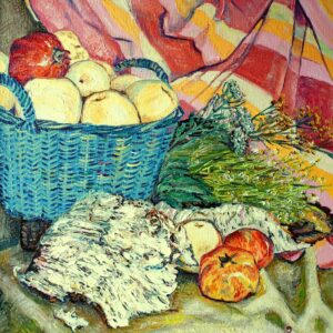 Натюрморт с китайскими яблоками Фуи и березовой корой